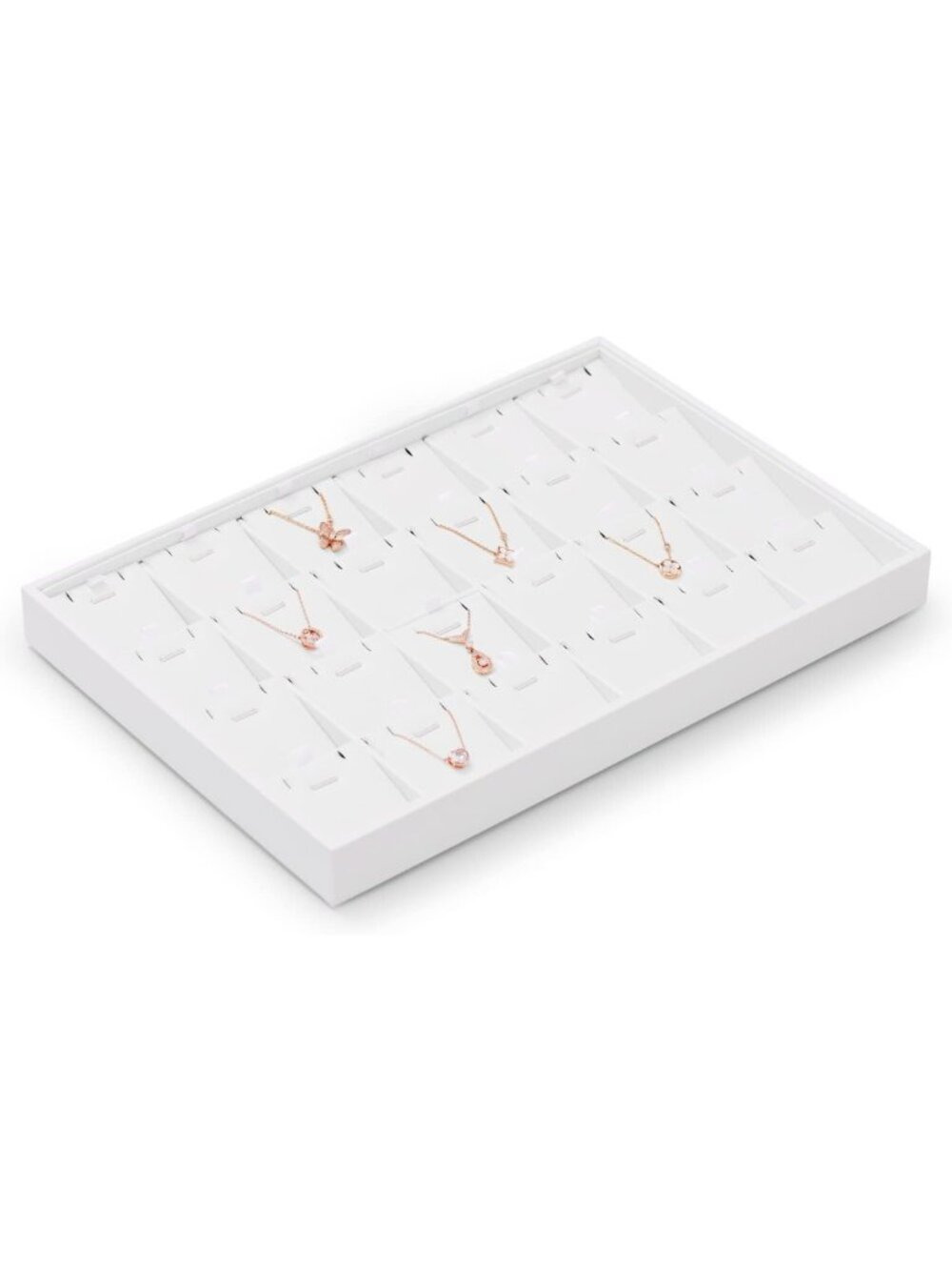 Elegant White Leather Jewelry Organizer Tray - 24 Grid Stackable Display with - Picture 7 of 9